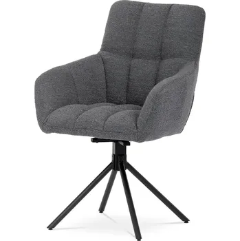 Jídelní židle Jídelní židle, šedá látka BOUCLÉ, otočná s vratným mechanismem - funkce reset, černé kovové nohy
