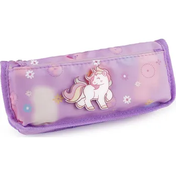 Penál Pouzdro / penál jednorožec, Love 21,5x9 cm, barva 2 fialová sv. jednorožec