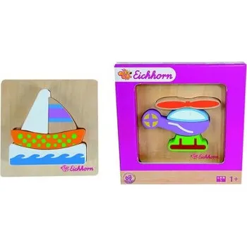 Simba Eichhorn Dřevěné puzzle dopravní prostředek, 2 druhy