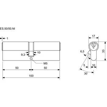 Vložka do dveří Richter bezpečnostní oboustranná cylindrická vložka Cylindrické vložky: ES.50/55.NI