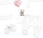 Baby Nellys Sada do porodnice pro miminko 4D Teddy Love - bílá/růžová, vel. 50