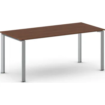 Psací stůl Jednací kancelářský stůl PRIMO INFINITY, 180x90 cm, šedostříbrná podnož, třešeň