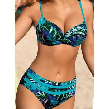 Dámské plavky Dámské plavky s vyšším pasem Plus Size (XS-6XL) Barva: Blue, Velikost: S