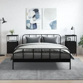 Noční stolek vidaXL Noční stolky 2 ks 41 x 31 x 80 cm kompozitní dřevo [825928] Barva: Černá