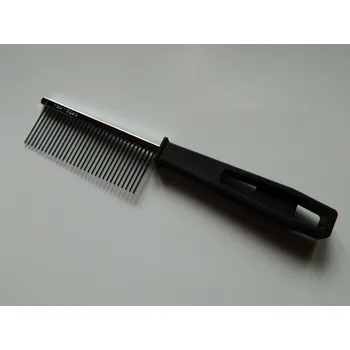 Kartáč pro zvířata Hřeben chromový s plastovou rukojetí střední