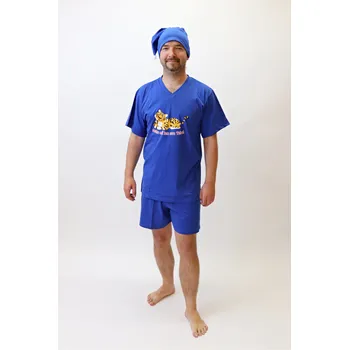 Pánské pyžamo Pánské pyžamo krátké Rozárka Tygr P125 Královsky modré Barva: Modrá, Velikost: 4XL
