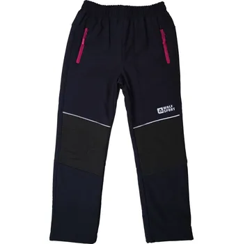Dívčí kalhoty Dívčí softshellové kalhoty Wolf s fleecem B2396 tmavě modré s růžovou