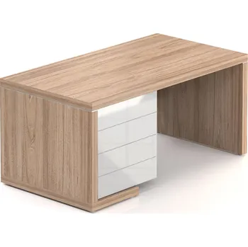 Jídelní stůl Stůl Lineart 160 x 85 cm + levý kontejner, jilm světlý / bílá