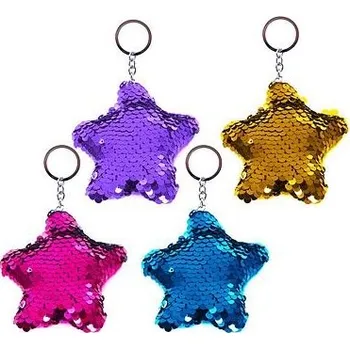 Karnevalový doplněk Klíčenka s flitry 8 cm ve tvaru hvězdy