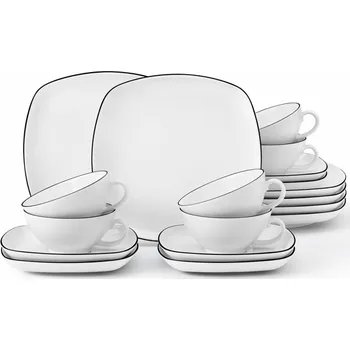 Talíř Malá čajová sada hranatá 18 ks LIDO BLACK LINE, černá, Seltmann Weiden ▪ Kč 5280 ️ - Luxurytable.cz Seltmann Weiden