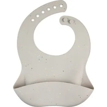 Bryndák Canpol babies Silikonový bryndák s kapsou DOTS šedý