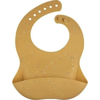 Bryndák Canpol babies Silikonový bryndák s kapsou DOTS žlutý