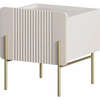 Noční stolek Nábytek PEGAS s.r.o. Noční stolek Malmi, kašmír / crema bianca / zlaté nohy