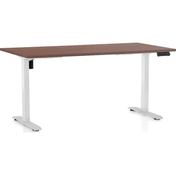 Psací stůl Výškově nastavitelný stůl OfficeTech B, 160 x 80 cm, bílá podnož, ořech