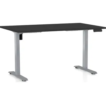 Psací stůl Výškově nastavitelný stůl OfficeTech B, 140 x 80 cm, šedá podnož, černá