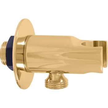 Tyč na sprchový závěs Slezák Rav nástěnný držák sprchy s vývodem pro hadici lesklá zlatá MD0614RZK