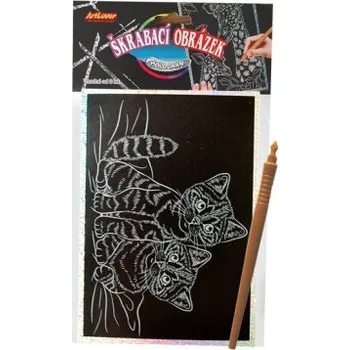 Škrabací obrázek- Holografický 20x15 cm- koťata