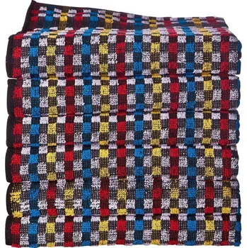 Utěrka Blancheporte Velké kostičkované froté ručníky na ruce, černý podklad, sada 6 nebo 12 ks černá 6 ks, 50x70 cm