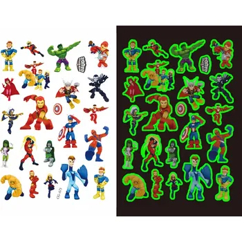 Odstranitelné tetování Dětské dočasné tetování - SVÍTÍCÍ VE TMĚ- THE AVENGERS (The Super Hero Squad Show) 5 (Značka: TAKARA TOMY)
