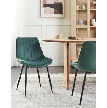 Jídelní židle Sada 2 jídelních židlí zelené sametové čalounění ocelové nohy moderní design jídelna Beliani