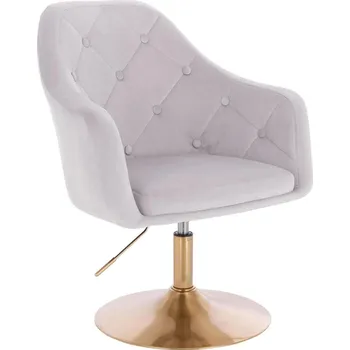 Otočné křeslo Hamar velur na zlatém talíři - světle šedá