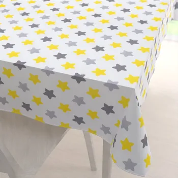 ubrus Dětský bavlněný obdélníkový ubrus Sandra SA-203 Žluto-šedé hvězdy 50x100 cm