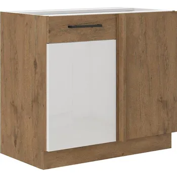 Kuchyňská linka ZEATA, dolní rohová skříňka 105 ND 1F BB, korpus: dub lancelot, dvířka: bílý lesk/dub lancelot + vyzvednutí ZDARMA