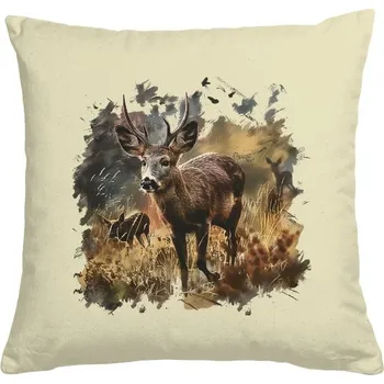Polštář Polštář bavlněný s potiskem Myslivost Srnec na polštáři
