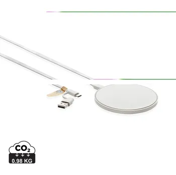 Bezdrátová nabíječka 10W z RCS recyklovaného plastu - Bílá, Firemní dárkové předměty s vlastním potiskem