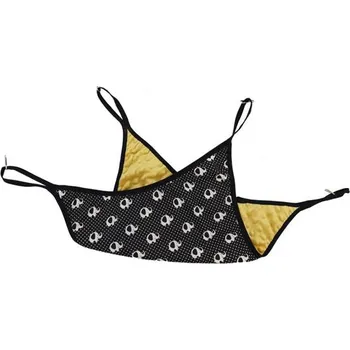 Pelíšek pro psa Pelech dr.savec závěsný loďka, černobílí sloni, okrová minky 30x30cm