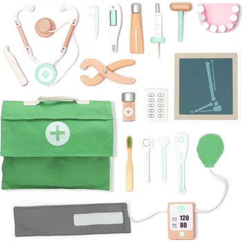 Dřevěná hračka Malý doktor - Doktorská sada dřevěná zelená (UMU)