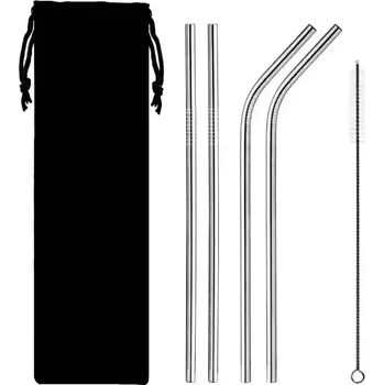 Kovová brčka Steels 2+2 s kartáčkem a sáčkem