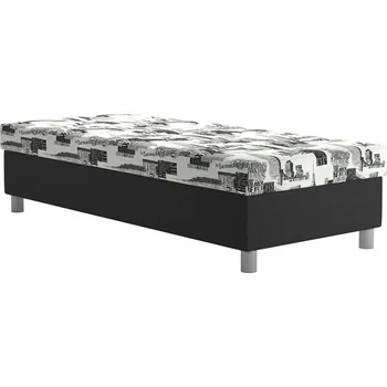 Pohovka ILONA -válenda 90-látka ČERNÁ/BÍLOŠEDÁ -Alcone 14 Black/Nyc B05- matrace polyuretan,polohovací rošt hlava/nohy,plynový píst kolekce "BL"(INES 90)(K250)NOVÁ LÁTKA -SUPERAKCE