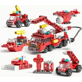 ostatní stavebnice Malá stavebnice hasičského auta 6 v 1 - 142 ks (Značka: LELEBROTHER)