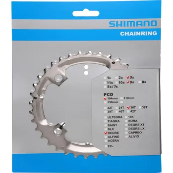 Převodník na kolo Převodník SHIMANO DEORE FC-M532 36z, stříbrný