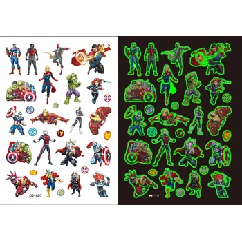 Odstranitelné tetování Dětské dočasné tetování - THE AVENGERS 1 - SVÍTÍCÍ VE TMĚ (Značka: TAKARA TOMY)