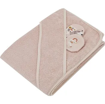 teploměr do vody pro miminko EKO Osuška na koupání s oušky bambusová My farm Powder pink 100x100 cm
