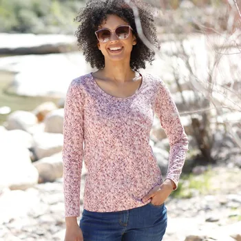 Pánské tričko Blancheporte Tričko s potiskem a dlouhými rukávy, bio bavlna růžová 38/40