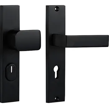 Dveřní kování Ochranné kování COBRA C201 s překrytkou (Černá), klika oboustranná/koule, Otvor na cylindrickou vložku PZ, COBRA ČERNÁ, 72 mm