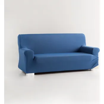 Napínací potah Blancheporte Jednobarevný extra pružný potah na křeslo a pohovku paví modrá 4místná pohovka