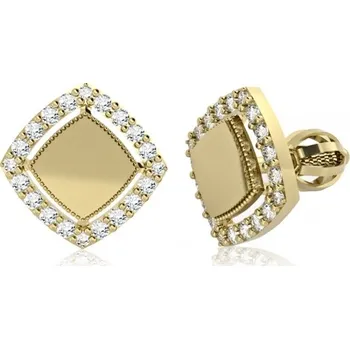 Náušnice Couple, Jedinečné peckové náušnice Kostka, žluté zlato se zirkony, 585-66-3-0352.0Z00.0.00.001.05