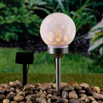 Solární zápich Koule s rotujícími LED stříbrná/bílá průměr 15 cm