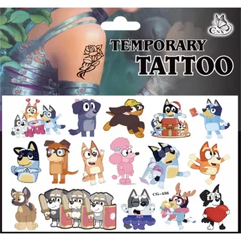 Odstranitelné tetování Dětské dočasné tetování - POHÁDKA BLUEY - 3 (Značka: TAKARA TOMY)