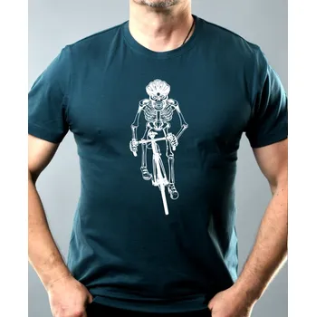 Pánské oblečení Cyklista, kostra, bílá, V2 - Pánské tričko Basic - Nejoblíbenější - XS