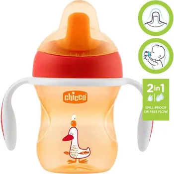 Koupání kojence CHICCO Hrneček Training s držadly 200 ml orange 6 m+
