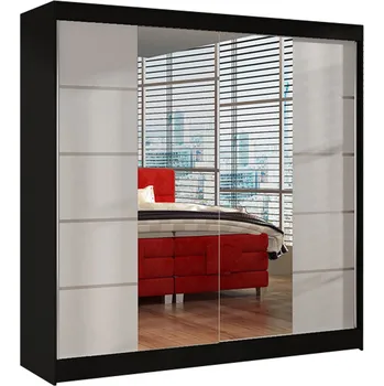 Šatní skříň Šatní skříň BASTI V šířka 200 cm - černá/bílá