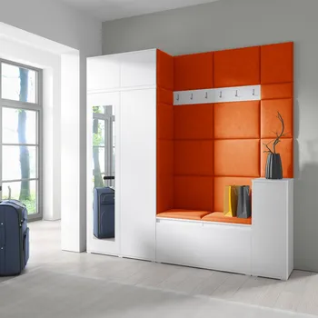 Šatní skříň Předsíňová stěna AMI 26 - se zrcadlem Oranžová Bílá