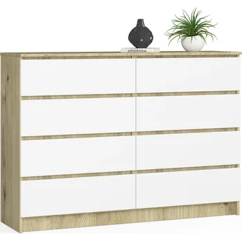 Šatní skříň Komoda K160 8SZ - dub sonoma/bílá