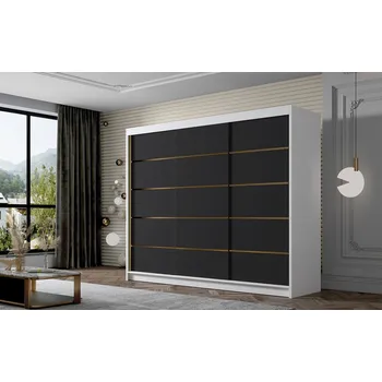 Šatní skříň Šatní skříň AMBER VII 250 cm - bílá/černá