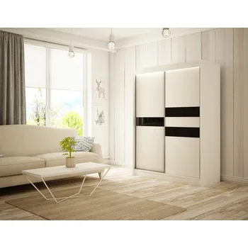 Šatní skříň Kvalitní Šatní Skříň Arrow 200 cm Bílý Mat Černá